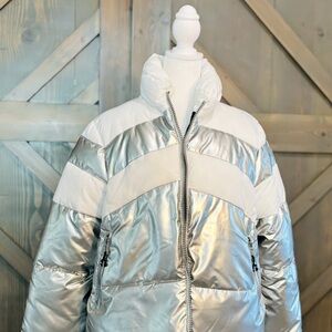 Sports Illustrated Silver and White Puffer Jacket